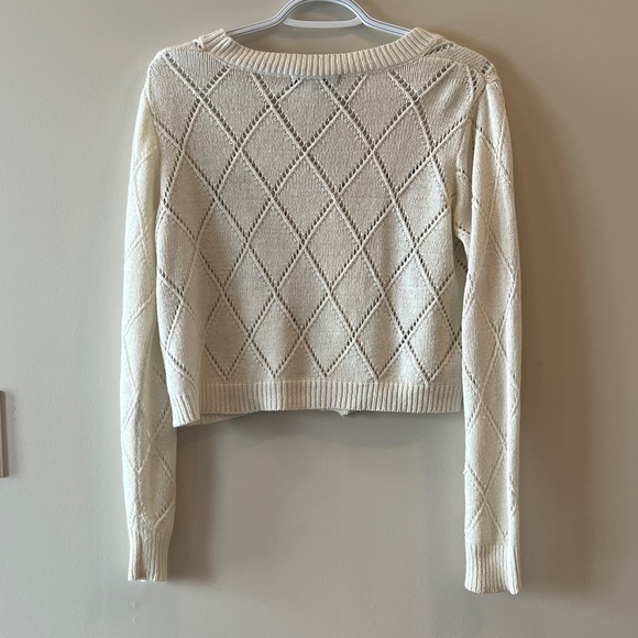 Cameo Rose Cream Cardigan Sweater with Floral Embroidered Accents - Picture 5 of 5